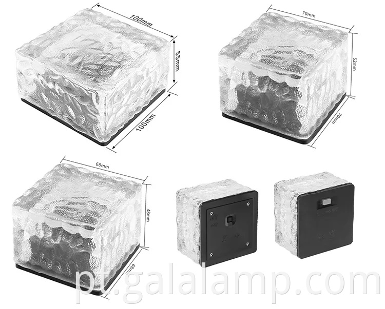 Luzes elegantes de tijolos de gelo LED movidos a energia solar para espaços ao ar livre